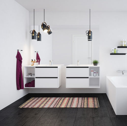 Wandhängender Waschtisch-Unterschrank - BELIZE - KUMA - Verbundwerkstoff / Marmor / Granit