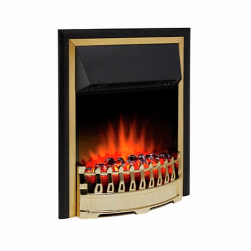 Elektrische Offene Feuerstelle - CROFTON - Dimplex - mit 1 Sichtseite / Messing / Einbau