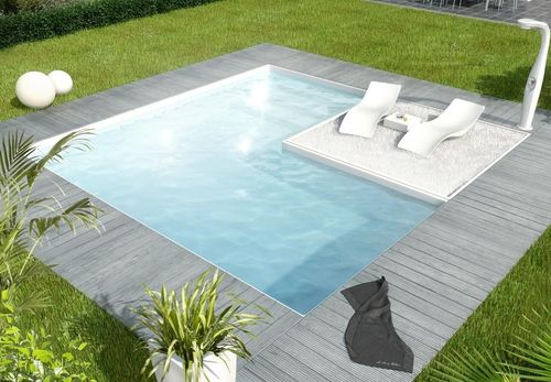 Platten-Schwimmbecken - CUB'O - AQUILUS PISCINES - für Außenbereich / erdverlegt / Stahl
