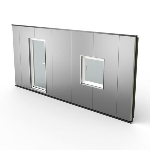 Fertig-Platten Vorhangfassade - D2B&reg; Promisol&reg; S - ArcelorMittal Building Solutions - Stahl / mit integrierter Isolierung / Brandschutz