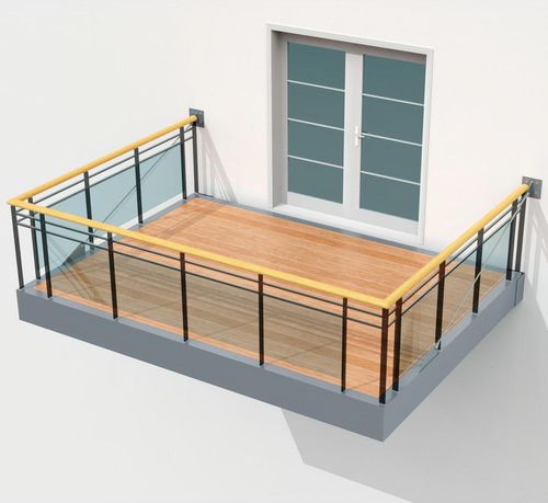 Glasplatten-Balkon - D2B® Canopee - ArcelorMittal Building Solutions - Holz / galvanisiertem Stahl