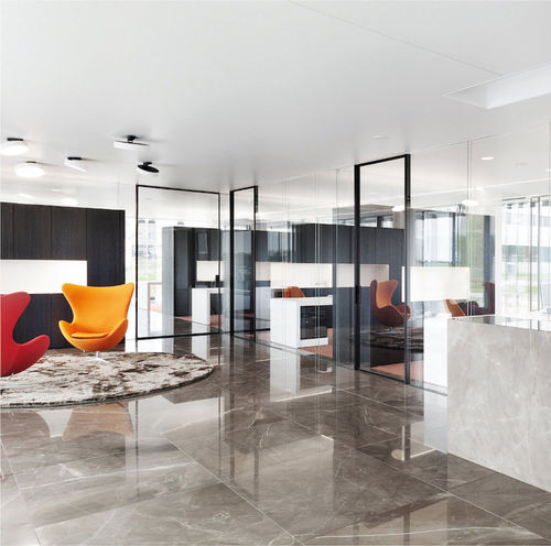 Festinstallierte Trennwand - GEMINO INTEGRATED - AVC - mit Glasfront / Aluminium / Büro