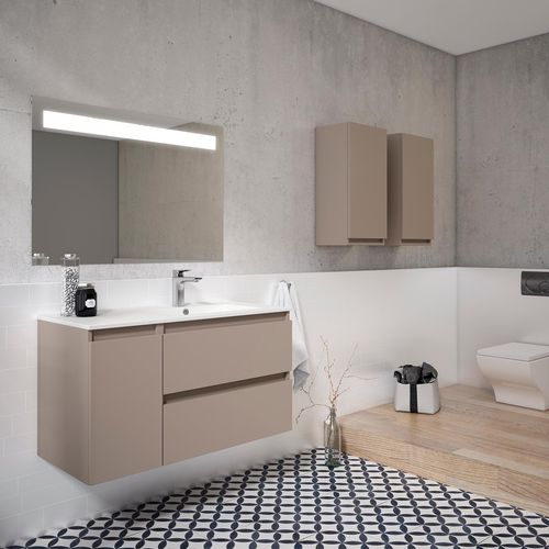 Wandhängender Waschtisch-Unterschrank - BOX - Visobath - Laminat / modern / mit Tür