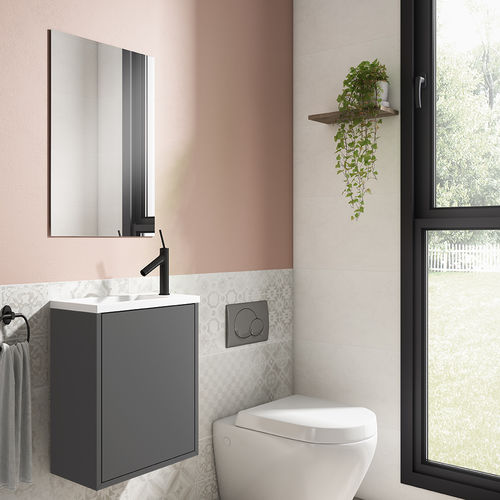 Wandhängender Waschtisch-Unterschrank - LOFT  - Visobath - Laminat / modern / mit Tür