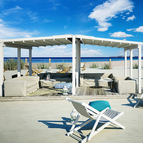 Selbsttragende Pergola - Stylex top - AMA sun protection industries - thermolackiertes Aluminium / PVC Faltdach / motorisiert