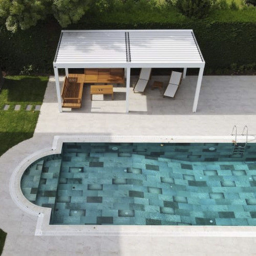 Selbsttragende Pergola - ROYAL CLASS TENTE - angebaut / Glas / Aluminium