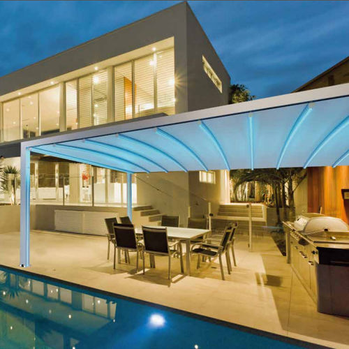 Selbsttragende Pergola - PERGOSTAR ROMANO - Toscana Global - angebaut / Aluminium / Edelstahl