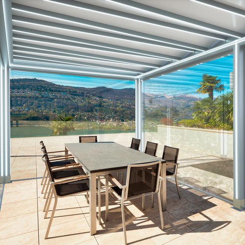 Segeltuchjalousie - FLEXZIP - Toscana Global - Maschen / Edelstahl / anodisiertes Aluminium
