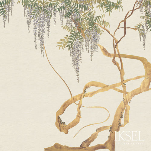 Moderne Tapete - SC110 Edo Wisteria - Iksel Decorative Arts - Vinyl / Glasfaser / Naturmotiv