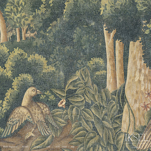 Moderne Tapete - SC140 Birds Tapestry Original - Iksel Decorative Arts - Naturmotiv / Panorama / Tiermuster