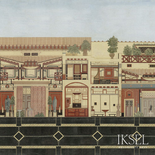 Moderne Tapete - SC148 Roman Villa Original - Iksel Decorative Arts - Panorama / geometrisches Muster / Städtemotiv