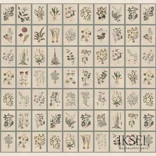 Moderne Tapete - SC146 Renaissance Herbier Original - Iksel Decorative Arts - Naturmotiv / Blumenmotiv / geometrisches Muster
