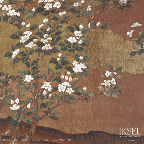 Moderne Tapete - SC116 White Blossom Original - Iksel Decorative Arts - Naturmotiv / Blumenmotiv / braun