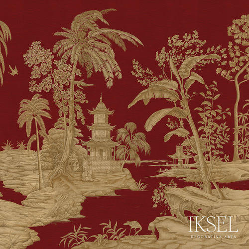 Moderne Tapete - SC103 EXOTIC CHINOISERIE - Iksel Decorative Arts - Glasfaser / Vinyl / Blumenmotiv