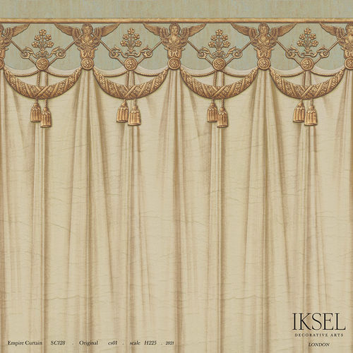 Moderne Tapete - SC128 Empire Curtain  - Iksel Decorative Arts - Panorama / geometrisches Muster / weiß