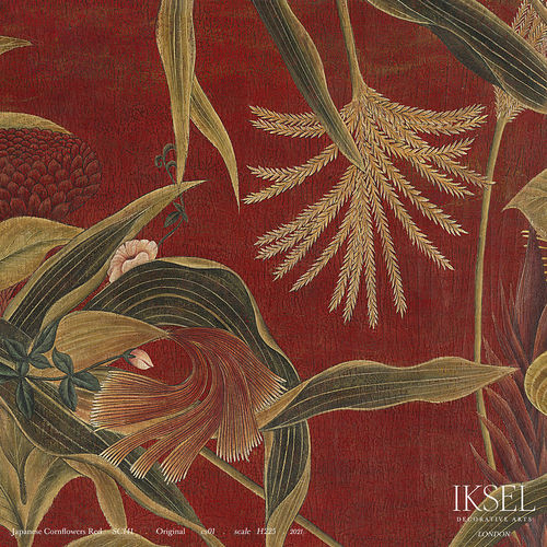 Moderne Tapete - SC141 Japanese Cornflowers Red - Iksel Decorative Arts - Naturmotiv / Blumenmotiv / Panorama