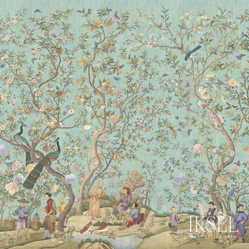 Moderne Tapete - QIANLONG GARDEN - Iksel Decorative Arts - Vinyl / Glasfaser / Naturmotiv