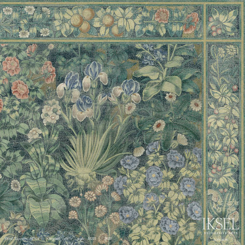 Moderne Tapete - SC154 Floral Tapestry - Iksel Decorative Arts - Glasfaser / Vinyl / Naturmotiv