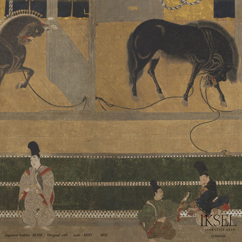 Moderne Tapete - SC158 Japanese Stables - Iksel Decorative Arts - Glasfaser / Vinyl / Tiermuster