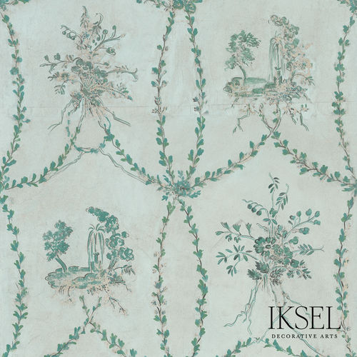 Moderne Tapete - RW412 Dominos Louis XVI - Iksel Decorative Arts - Glasfaser / Vinyl / Blumenmotive