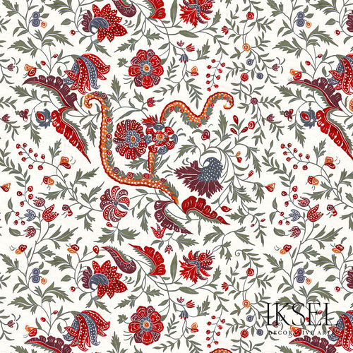 Moderne Tapete - RW306 Indienne cr52 Red - Iksel Decorative Arts - Glasfaser / Vinyl / PVC