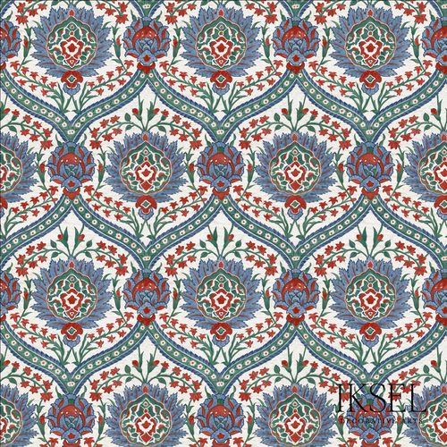 Moderne Tapete - RW107 IZNIK HAREM - Iksel Decorative Arts - Glasfaser / Vinyl / geometrisches Muster
