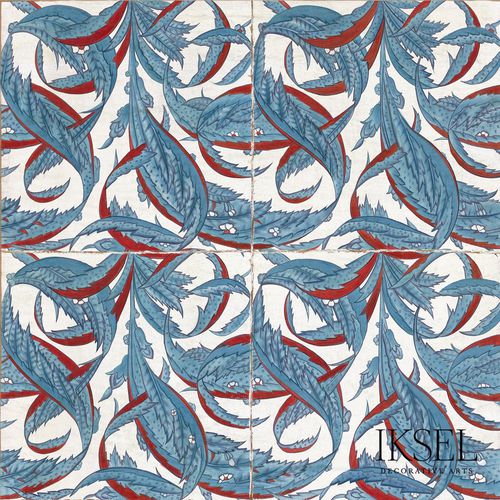 Moderne Tapete - IZNIK LEAVES RW115 - Iksel Decorative Arts - Glasfaser / Vinyl / Naturmotiv
