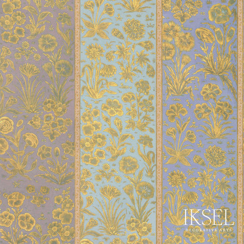 Klassische Tapete - RW925 Kutch Behar Stripe cs01 Original - Iksel Decorative Arts - Glasfaser / Vinyl / Blumenmotiv