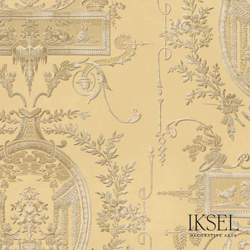 Moderne Tapete - RW407 Louis XVI Medallions - Iksel Decorative Arts - Glasfaser / Vinyl / Blumen