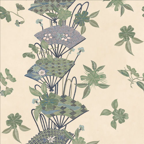 Moderne Tapete - RW610 Japanese Fans - Iksel Decorative Arts - Vinyl / Glasfaser / Naturmotiv