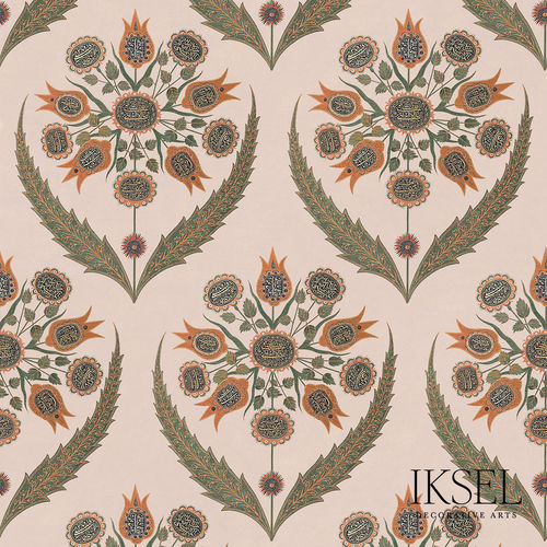 Moderne Tapete - RW538 Calligraphy Flower - Iksel Decorative Arts - Glasfaser / Vinyl / Naturmotiv