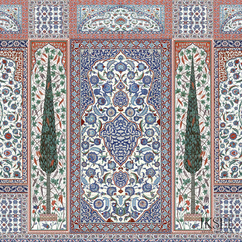 Moderne Tapete - AR101 Iznik cs01 Original - Iksel Decorative Arts - Glasfaser / Vinyl / Naturmotiv