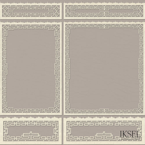 Moderne Tapete - AR654 Chinois Key Boiserie - Iksel Decorative Arts - Vinyl / Glasfaser / Blumenmotive