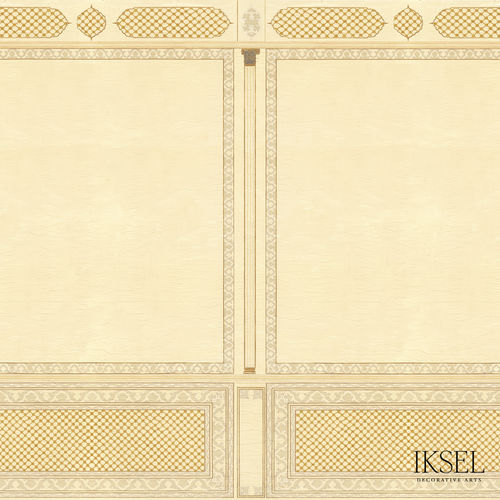 Moderne Tapete - AR304 Rajmata Lily Pool - Iksel Decorative Arts - Vinyl / Glasfaser / geometrisches Muster