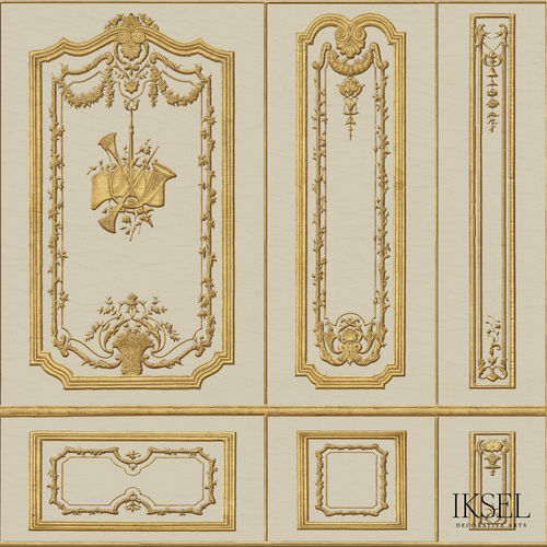 Moderne Tapete - AR408 Regence Boiserie - Iksel Decorative Arts - Vinyl / Glasfaser / Blumen