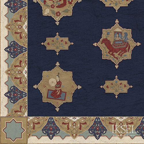 Moderne Tapete - CE164F Aleppo Blue Flat Ceiling - Iksel Decorative Arts - Vinyl / Glasfaser / Naturmotiv