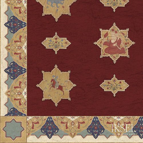 Moderne Tapete - CE163F Aleppo Red Flat Ceiling - Iksel Decorative Arts - Vinyl / Glasfaser / Naturmotiv