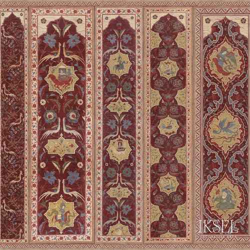 Moderne Tapete - AR201 Aleppo Red - Iksel Decorative Arts - Glasfaser / Vinyl / Blumenmotive