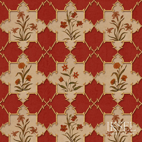 Moderne Tapete - RW305 Rajmata Jali - Iksel Decorative Arts - Vinyl / Glasfaser / Blumenmotive