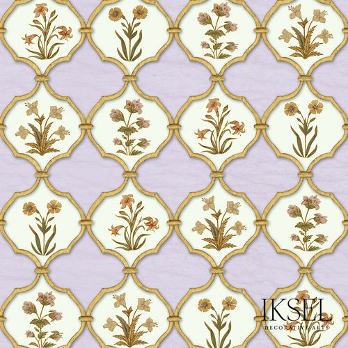 Moderne Tapete - RW310 Jali Bouquet - Iksel Decorative Arts - Vinyl / Glasfaser / Blumenmotive