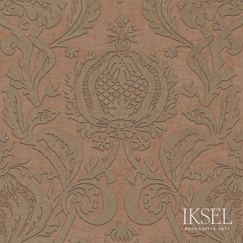 Moderne Tapete - RW402 Pomegranate Damask - Iksel Decorative Arts - Vinyl / Glasfaser / Naturmotiv