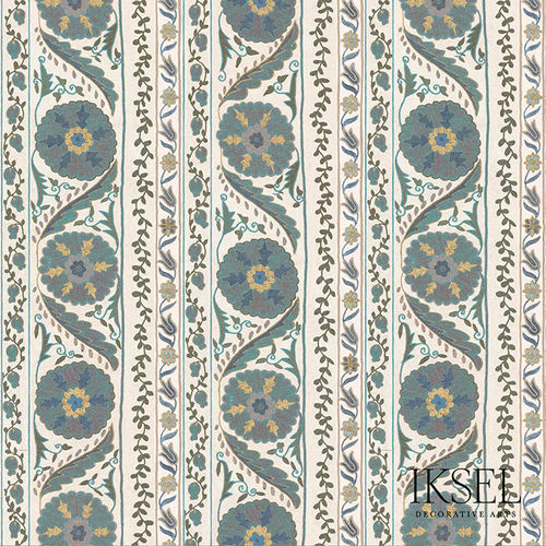 Moderne Tapete - RW504 Suzani Borders - Iksel Decorative Arts - Vinyl / Glasfaser / Blumenmotiv