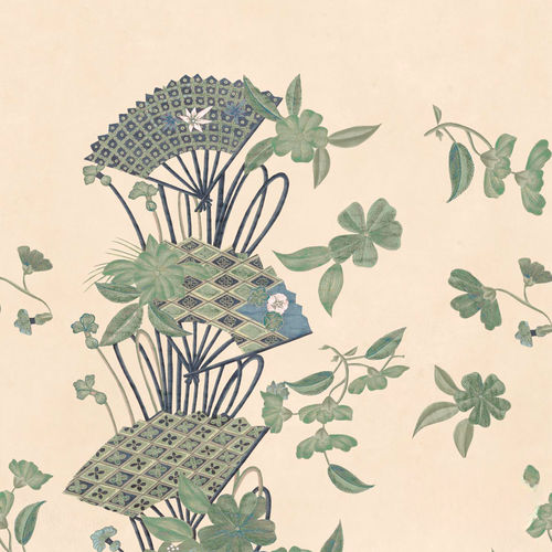 Moderne Tapete - RW609 JAPANESE FANS P. - Iksel Decorative Arts - Vinyl / Glasfaser / Naturmotiv