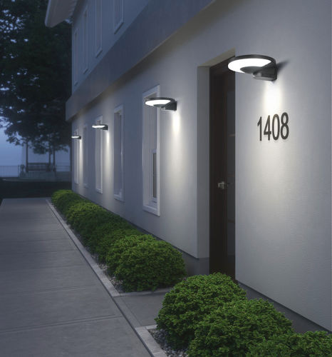 Moderne Wandleuchte - VANEOS - Innovations On Line Products - für Außenbereich / Metall / rund