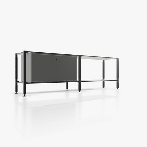 Modernes Sideboard - L.2.750.1.1.AZ.00.1 - tRACK by Kesseböhmer GmbH - Holzfurnier / lackiertes MDF / pulverbeschichteter Stahl