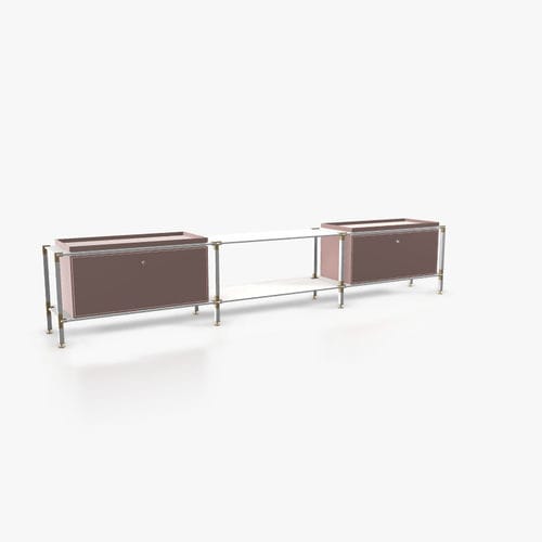 Modernes Sideboard - L.3.900.1.2.AZ.TA.1 - tRACK by Kesseböhmer GmbH - Holzfurnier / lackiertes MDF / pulverbeschichteter Stahl
