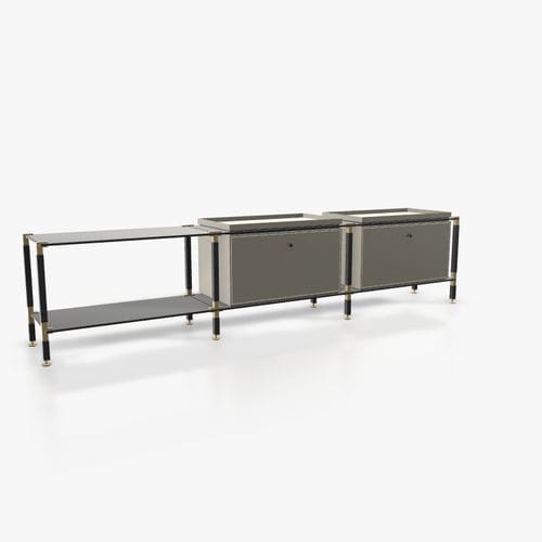 Modernes Sideboard - L.3.750.1.2.AZ.TA.2 - tRACK by Kesseböhmer GmbH - Holzfurnier / lackiertes MDF / pulverbeschichteter Stahl