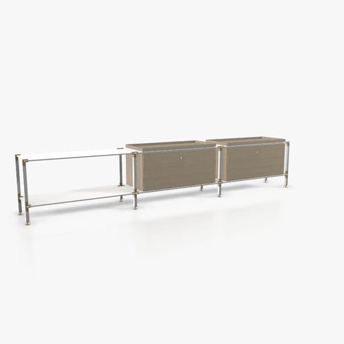 Modernes Sideboard - L.3.900.1.2.AZ.TA.2 - tRACK by Kesseböhmer GmbH - Holzfurnier / lackiertes MDF / pulverbeschichteter Stahl