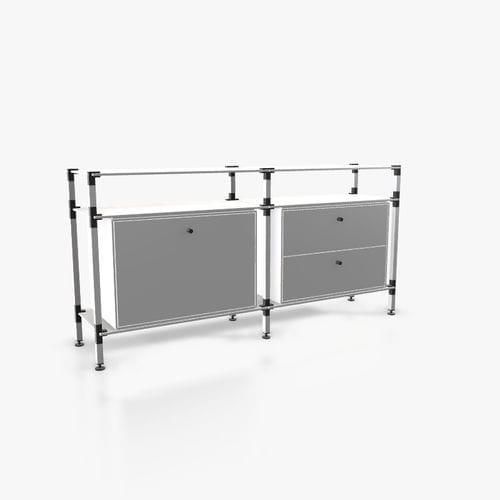 Modernes Sideboard - S.2.750.2.2.DU.00.1 - tRACK by Kesseböhmer GmbH - Holzfurnier / lackiertes MDF / pulverbeschichteter Stahl