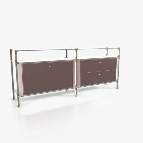 Modernes Sideboard - S.2.900.2.2.DU.00.1 - tRACK by Kesseböhmer GmbH - Holzfurnier / lackiertes MDF / pulverbeschichteter Stahl